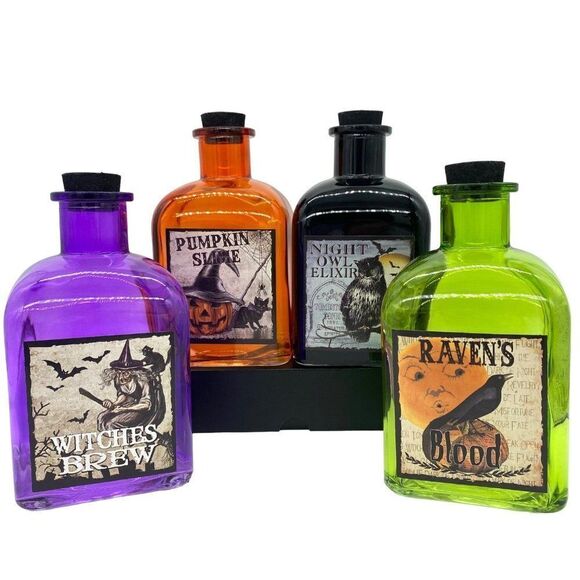Halloween Potion Apothecary Bottles Set New